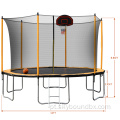 12 pés de trampolim e recinto com argola de basquete